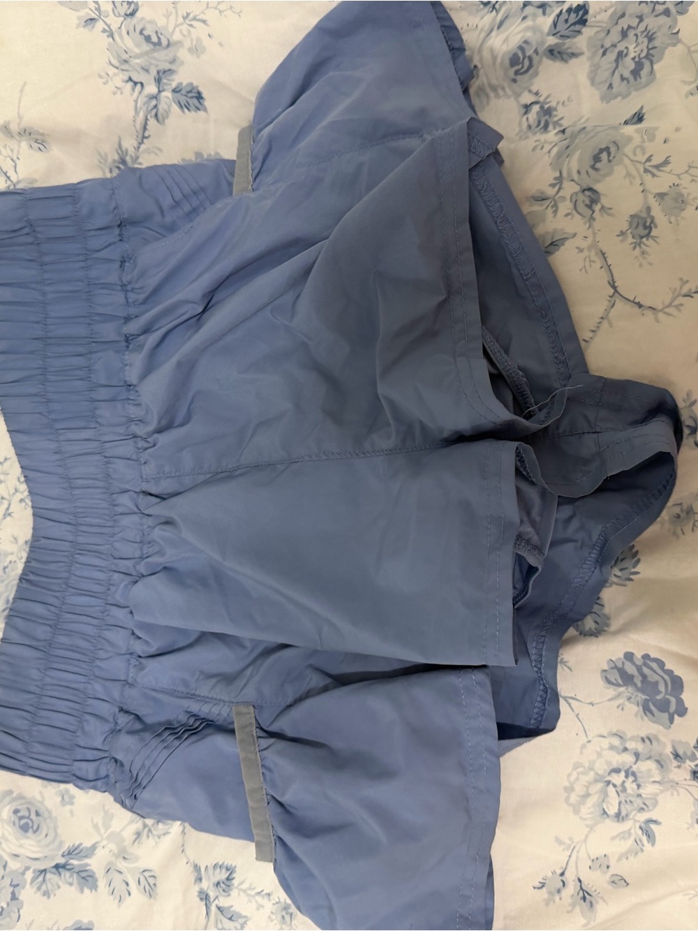 Free People Dusty Blue Elastic-Waist Ruffle Skort